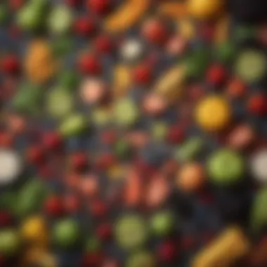 Colorful Ingredients for Nutritious Smoothies A vibrant assortment of fresh fruits and vegetables ready for blending