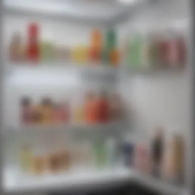 Variety of skincare products neatly arranged inside a mini fridge