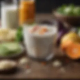 A variety of fermented foods rich in probiotics, including yogurt and sauerkraut.