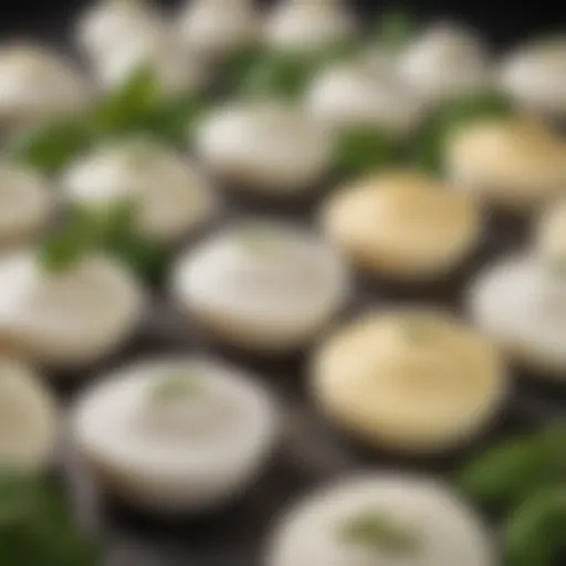 A vibrant display of various plant-based mozzarella cheese brands.