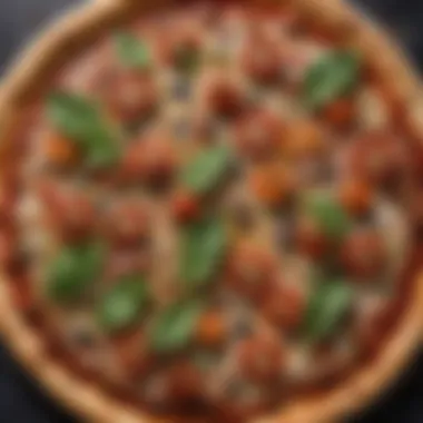 Baked Plant-Based Pizza Display A beautifully baked plant-based pizza showcasing vibrant toppings and crust