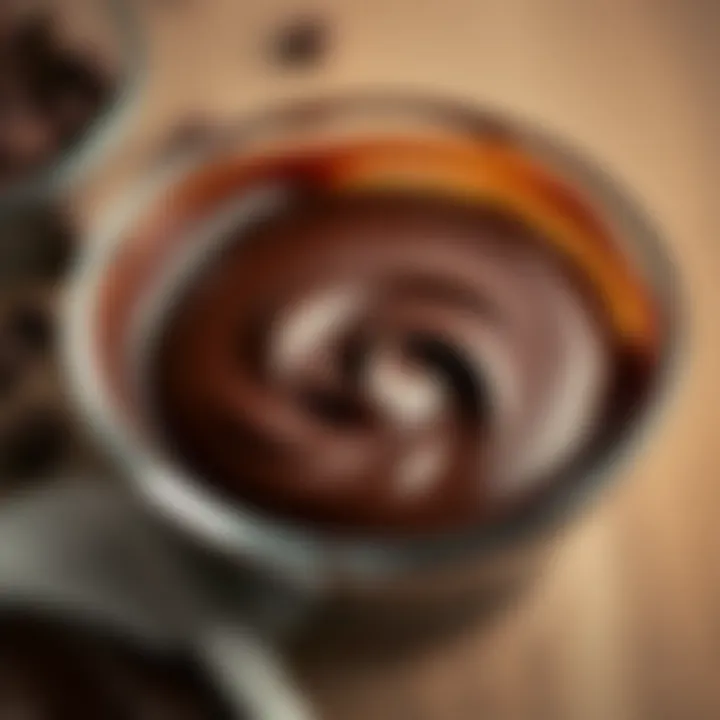 Smooth and glossy melted chocolate in a bowl