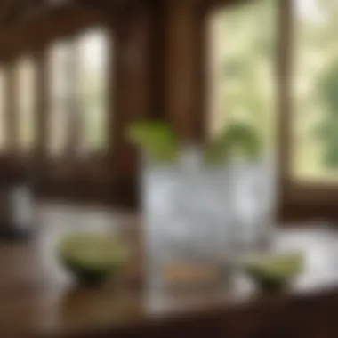 A rustic bar scene showcasing Ranch Water with fresh limes and salt