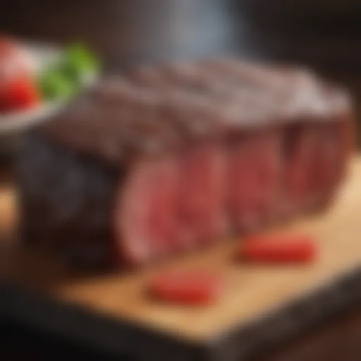 Traditional Japanese steakhouse setting with wagyu on display