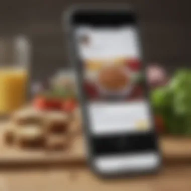 Innovative App Interface for Recipe Discovery User interface of a recipes by ingredients app displayed on a smartphone