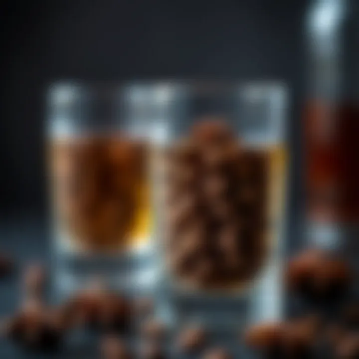 A close-up of Sambuca featuring its distinctive anise seeds