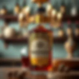 A beautiful bottle of Sambuca adorned with traditional Italian motifs