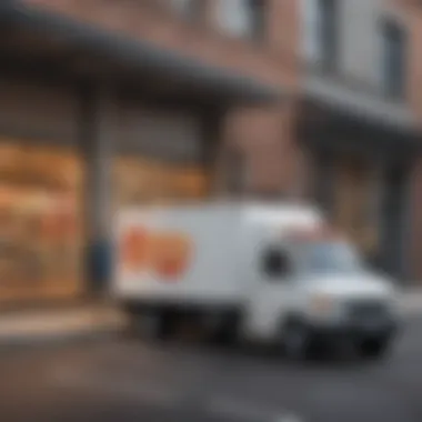 Streamlined Delivery Operations A delivery vehicle preparing for grocery pickup