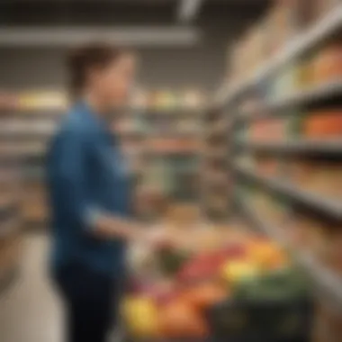 A shopper selecting groceries for same day pickup