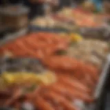 A vibrant seafood market display showcasing fresh catches