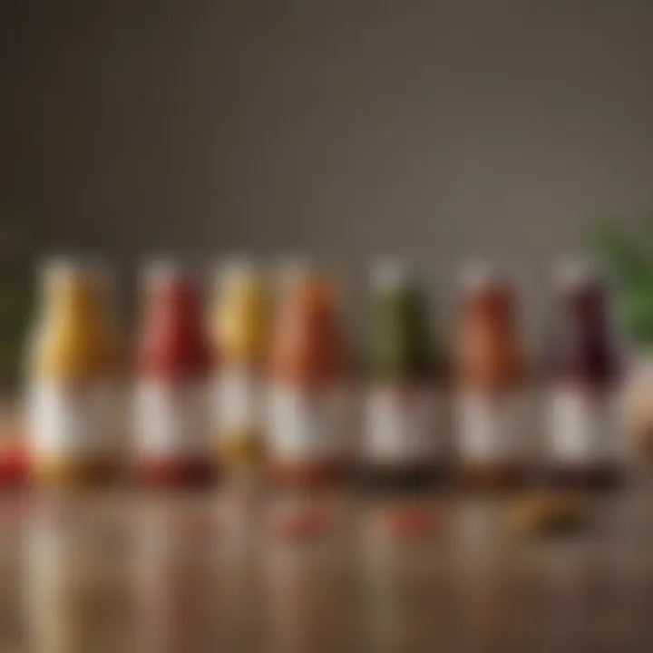 An assortment of sauces in elegant containers reflecting variety