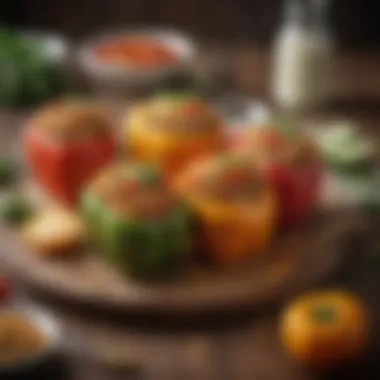 Stuffed Bell Peppers A selection of stuffed bell peppers filled with grains and vegetables.