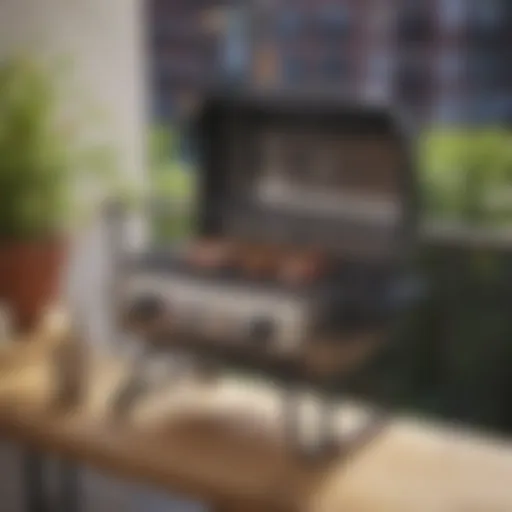 Compact propane barbecue on a balcony