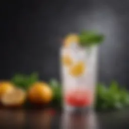 Vibrant cocktail garnished with fresh herbs and citrus