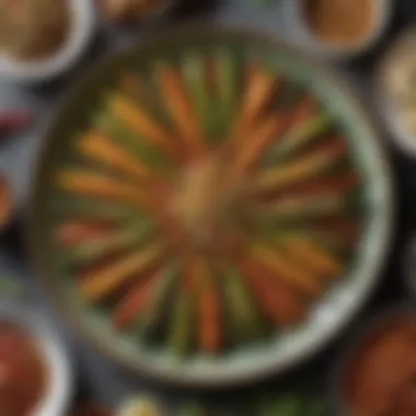 Diverse Dishes with Okra A colorful spread of dishes featuring soft lady fingers