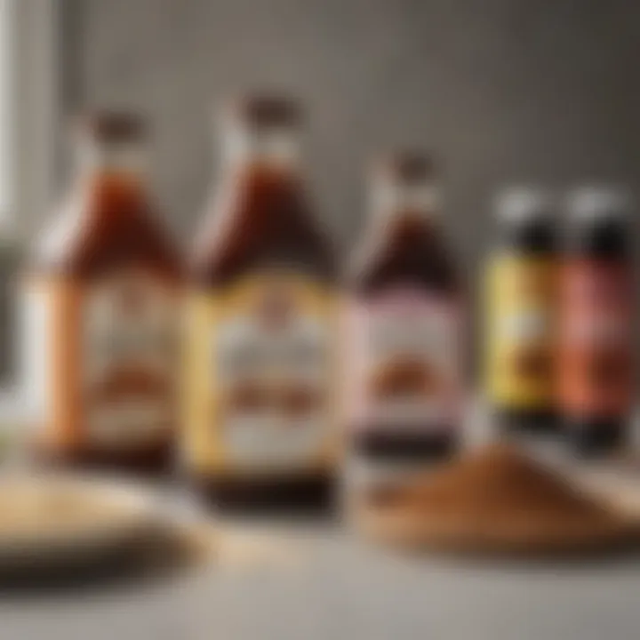 A variety of sugar-free molasses brands on a kitchen counter