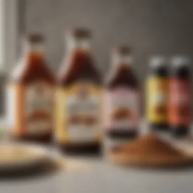 Diverse Brands of Sugar-Free Molasses A variety of sugar-free molasses brands on a kitchen counter