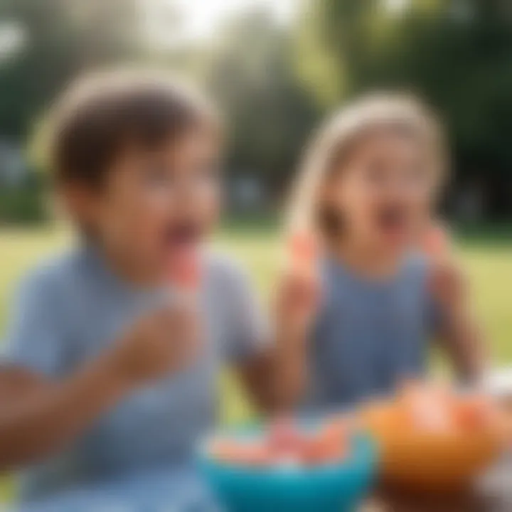 Children enjoying sugar-free Pedialyte popsicles at a picnic