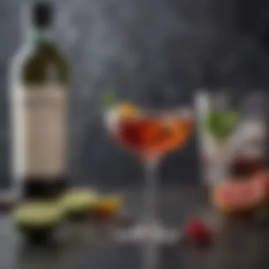 A beautifully crafted cocktail featuring sweet vermouth with garnishes