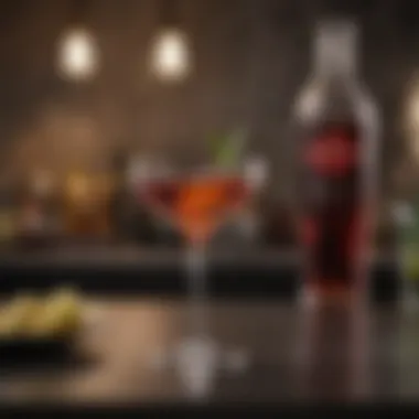 Elevating the Cocktail Experience An elegant glass filled with a sweet vermouth cocktail against a refined background