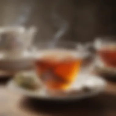 A serene tea-drinking experience with a steaming cup