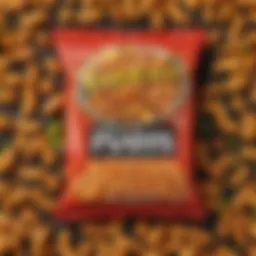 A vibrant display of Hot Funyuns in a large bag, showcasing their unique shape and texture.