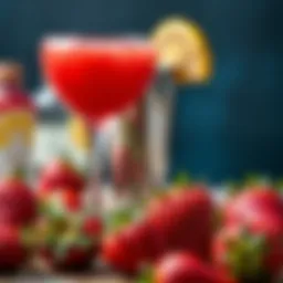 Vibrant strawberries with a cocktail shaker