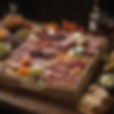 Artistic Charcuterie Crate Presentation An artistically arranged charcuterie crate, emphasizing aesthetic beauty and culinary excellence.