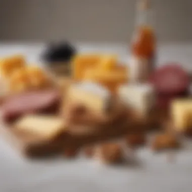 Gourmet Cheese Pairings with Accompaniments A close-up view of gourmet cheeses paired with unique accompaniments like honey and nuts.