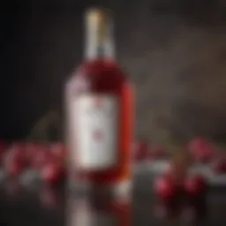 A premium bottle of cherry rum showcasing its rich color