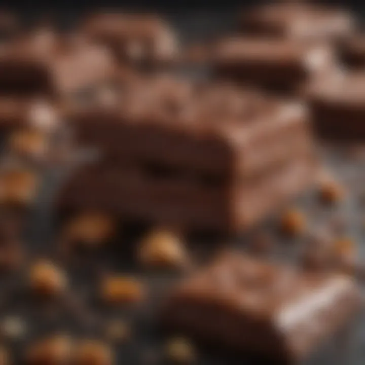 A close-up of chocolate toffee texture, emphasizing its rich, glossy finish