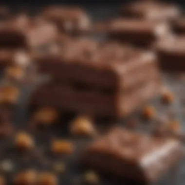 Rich Chocolate Toffee Texture A close-up of chocolate toffee texture, emphasizing its rich, glossy finish
