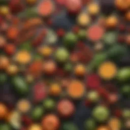 Vibrant assortment of fruits and vegetables ready for juicing