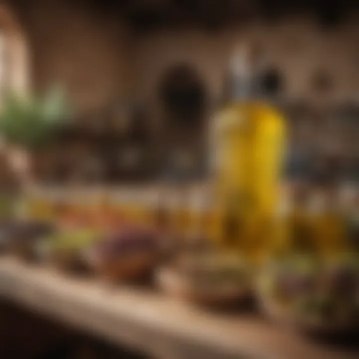 A vibrant market showcasing local olive oil products
