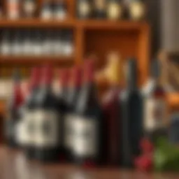 A selection of exquisite red wine bottles on a wooden table