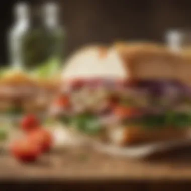 Gourmet Sandwich with Rich Spread Close-up of a gourmet sandwich layered with fresh ingredients and a rich spread