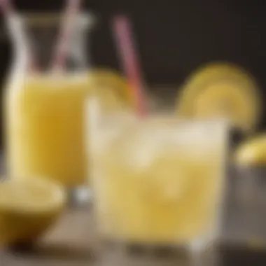 Homemade Lemonade Delight Close-up of a homemade lemonade with slices of lemon and a straw