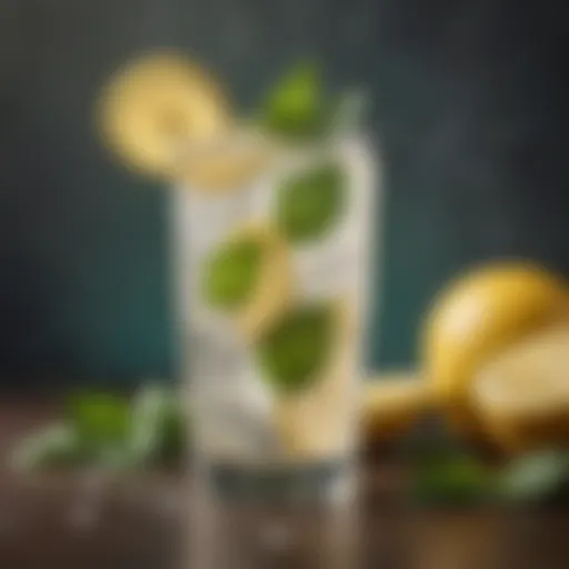 Refreshing lemonade served in a glass with ice and garnished with mint leaves
