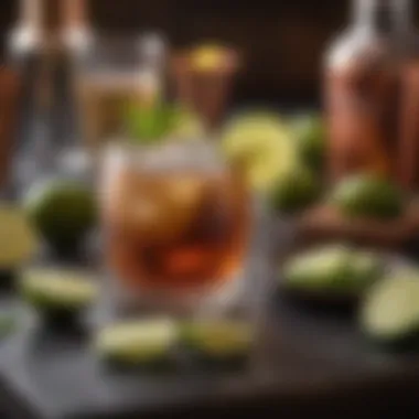 A vibrant cocktail scene featuring a Moscow Mule alongside fresh ingredients