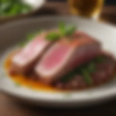 Vibrant Tuna Dish with Herbs A vibrant plate showcasing tuna and olive oil with fresh herbs