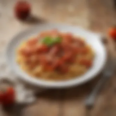 Delicious Wheat-Free Pasta Dish A beautifully plated dish of wheat-free pasta topped with a rich tomato sauce