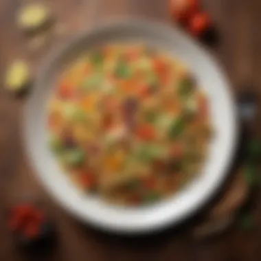 Vibrant Wheat-Free Pasta Salad A colorful plate of wheat-free pasta salad garnished with fresh vegetables