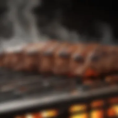 Close-up of flavorful smoke rising from a wood barbecue grill