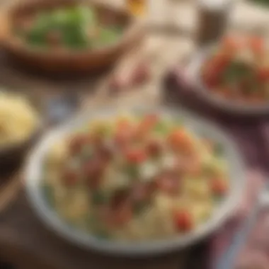 BLT Pasta Salad at a Picnic A picnic setting featuring BLT Pasta Salad among other dishes.