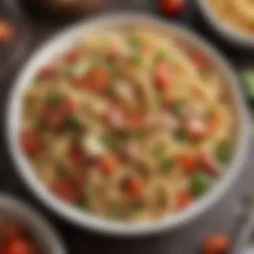 A vibrant bowl of BLT Pasta Salad showcasing fresh ingredients.