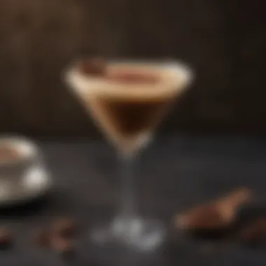 Artistic Presentation of the Coffee Martini Artistic presentation of a Coffee Martini with garnish