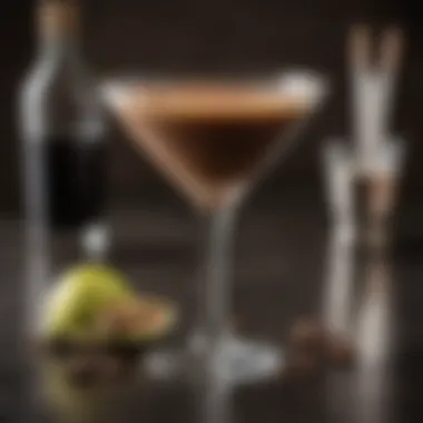 Ingredients of a Coffee Martini including Kahlúa