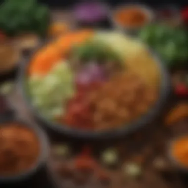 Colorful Ingredients for Flavorful Chawarma Fresh vegetables and spices for chawarma