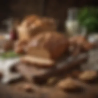 Rustic Display of Nut Bread and Ingredients A rustic setting featuring a loaf of nut bread next to ingredients.