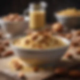 A bowl filled with almond flour ready for pancake batter